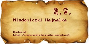 Mladoniczki Hajnalka névjegykártya